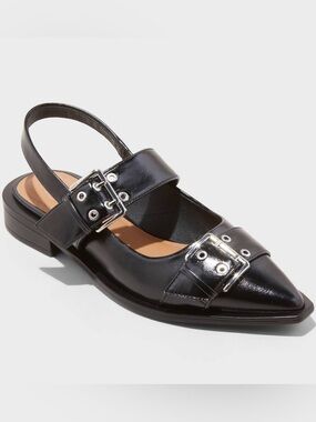 Wild Fable - Women's Peyton Double Buckle Slingback Flats Size 8